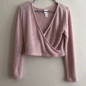 Pink Chenille Crop Sweater